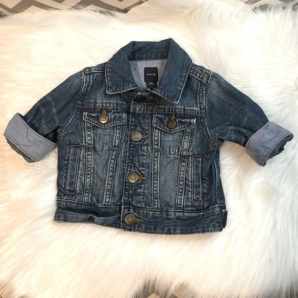 baby GAP denim blue jean jacket for baby 0-6mos EUC snap button close soft denim - Picture 2 of 8